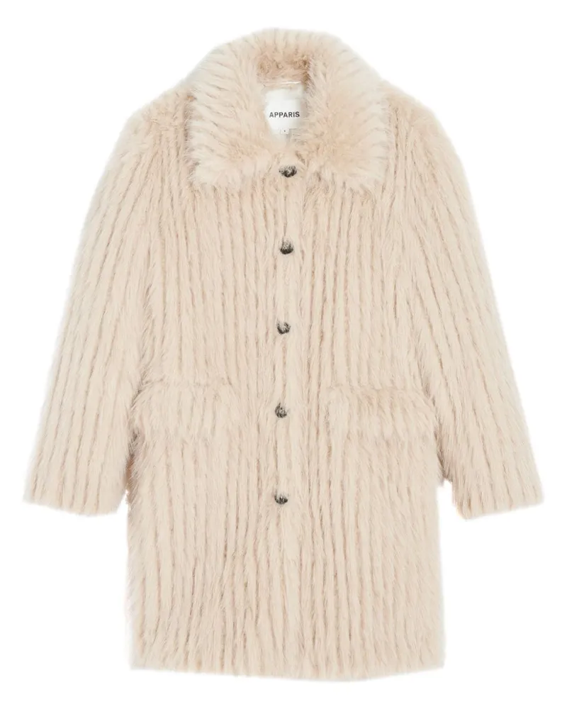 APPARIS Mantel aus Faux Fur mit langem Kragen - Nude Nude
