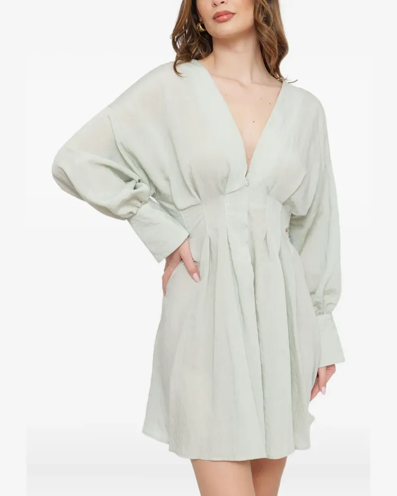ottod’Ame Plissiertes Minikleid mit V-Ausschnitt - Nude Nude