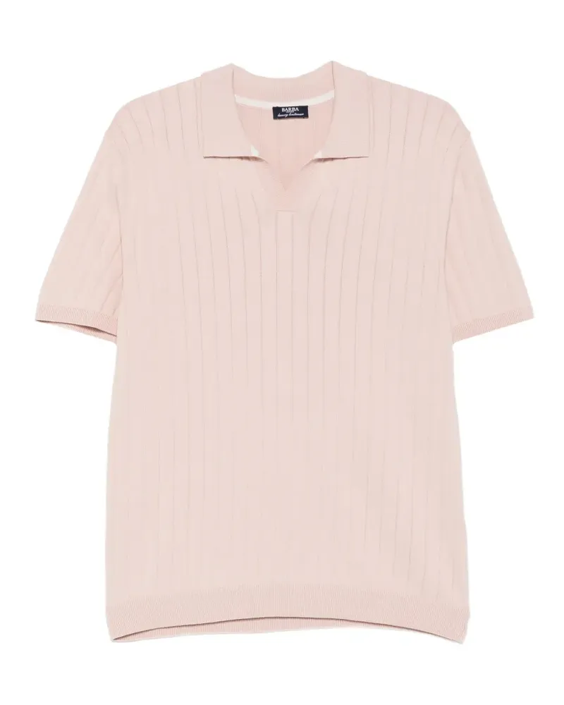 BARBA ribbed-knit V-neck T-shirt - Rosa Rosa