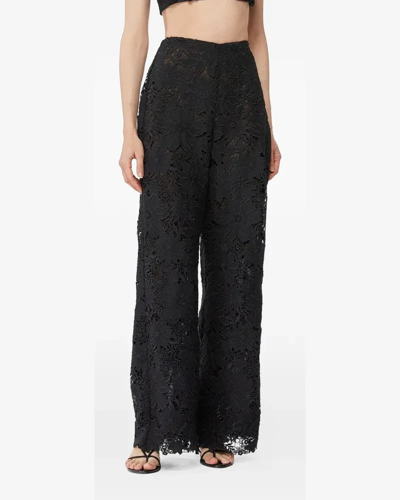 WAIMARI Hose mit Blumenspitze - Schwarz Schwarz