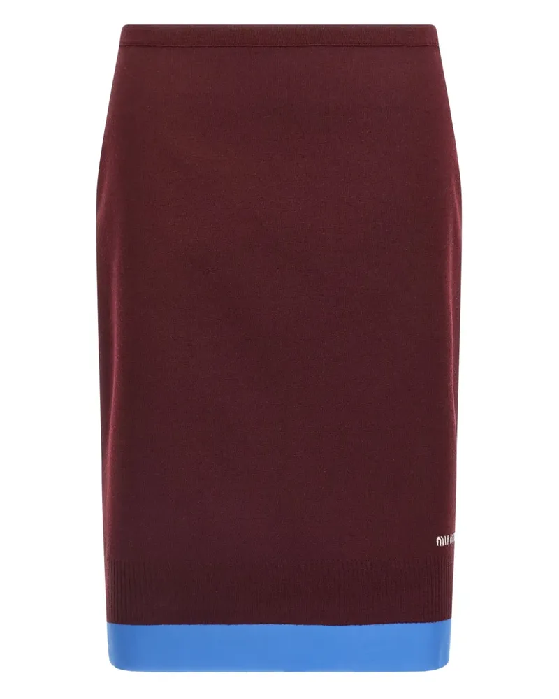 Miu Miu embroidered-logo split midi skirt - Rot Rot