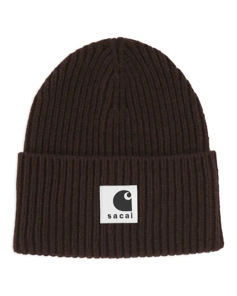 Sacai x Carhartt WIP Beanie mit Webmuster - Braun Braun
