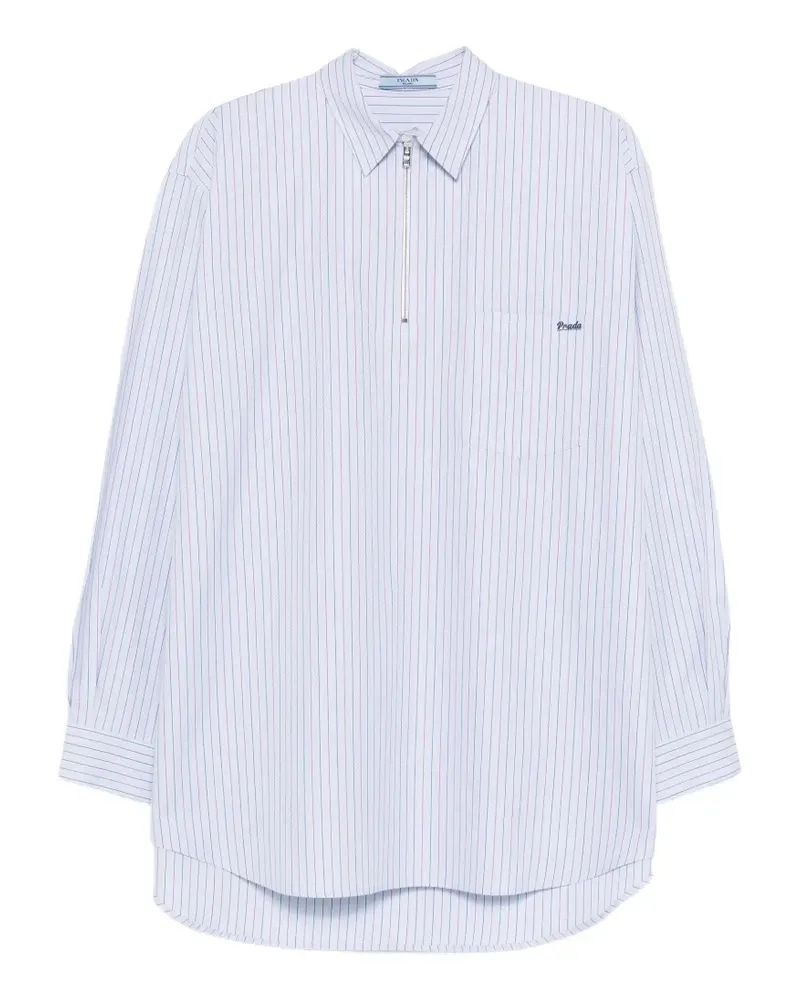 Prada striped zipped polo shirt - Blau Blau