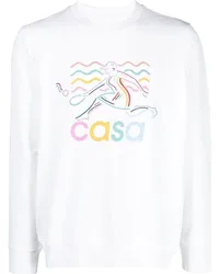 Casablanca Paris Sweatshirt aus Bio-Baumwolle Weiß