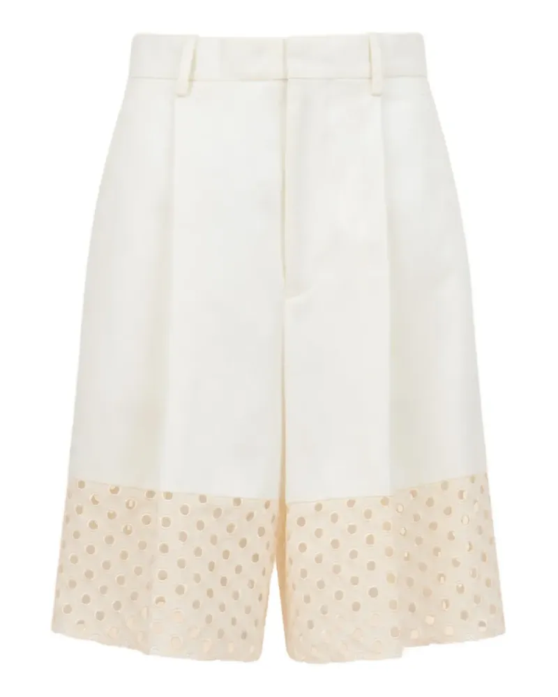 Marni broderie anglaise pleated shorts - Weiß Weiß