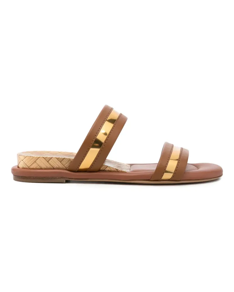 Casadei Florence metallic-trimmed leather sandals - Braun Braun