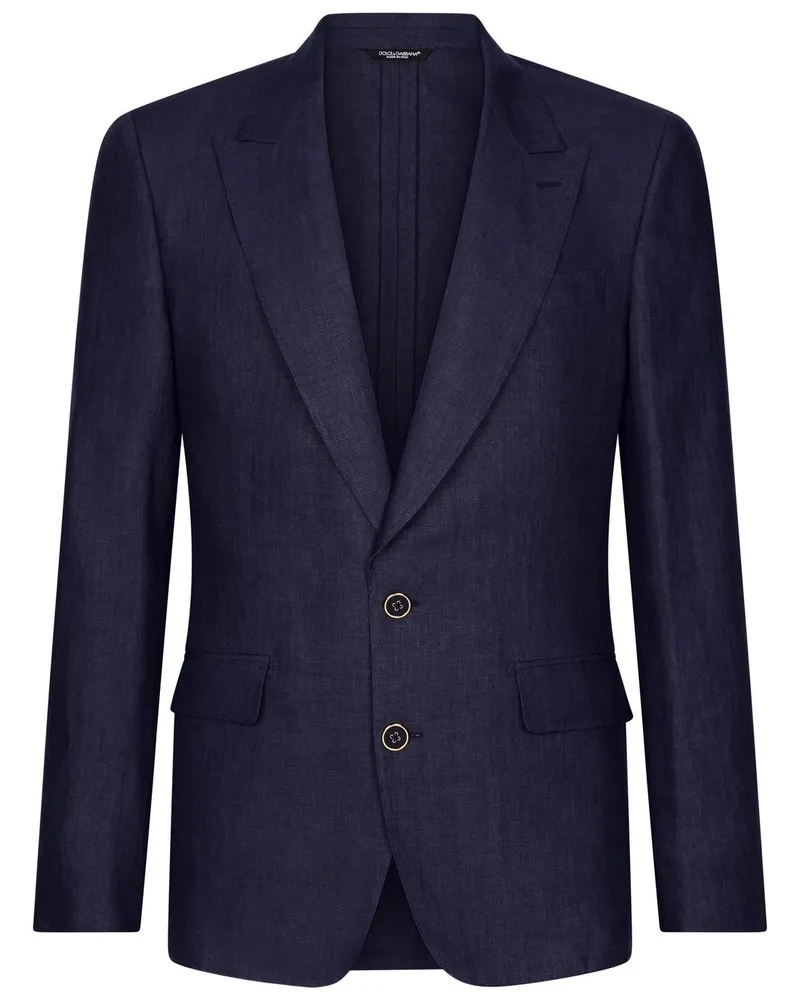 Dolce & Gabbana Einreihiges Sicilia-Fit-Sakko aus Leinen - Blau Blau