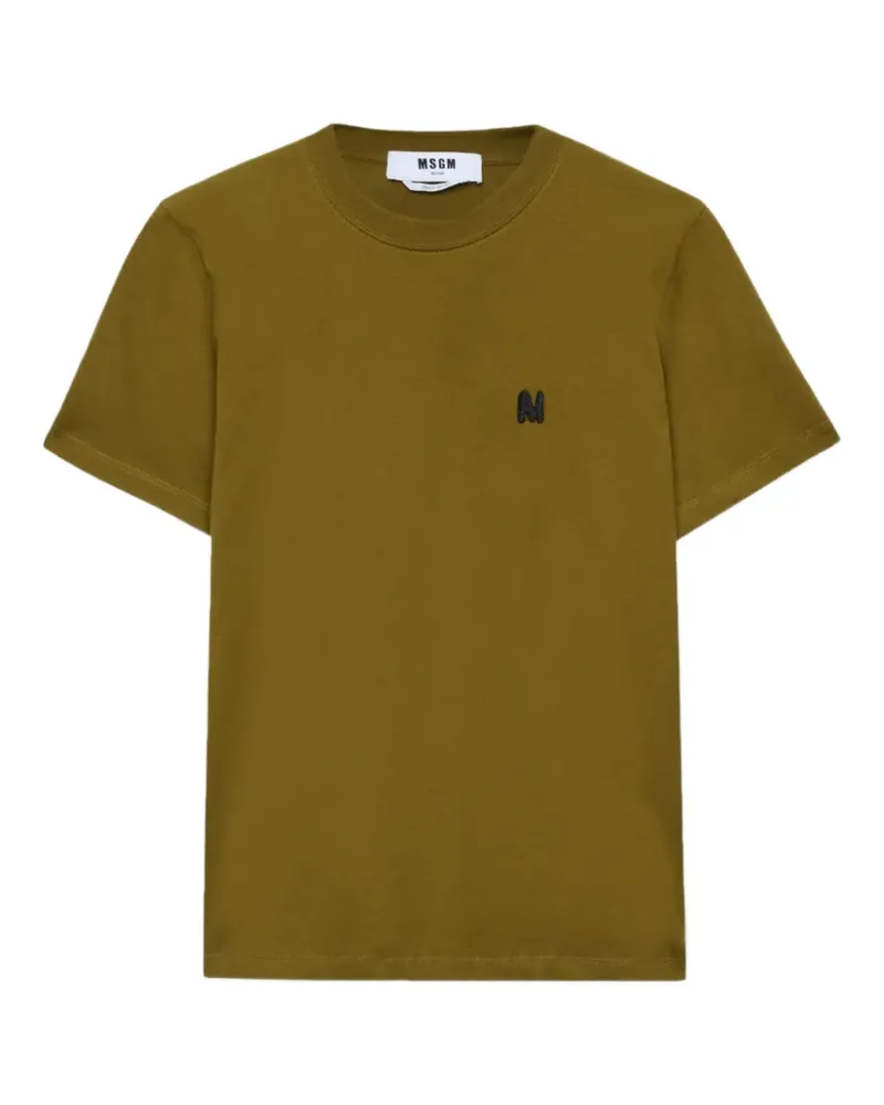 MSGM T-Shirt mit Logo-Stickerei - Grün Grün