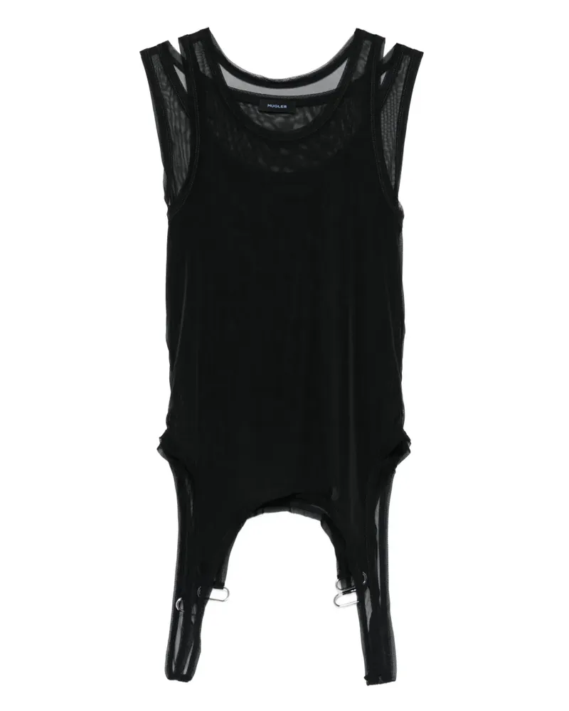 Thierry Mugler Tanktop aus Mesh im Layering-Look - Schwarz Schwarz