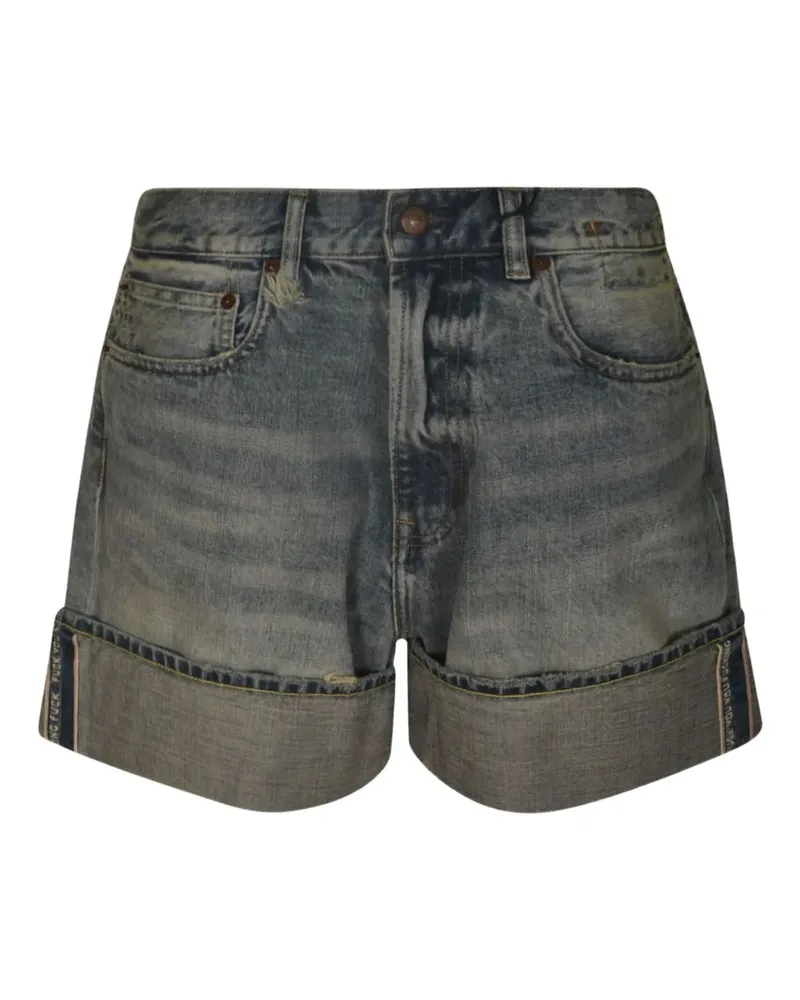 R13 Jeans-Shorts mit Logo-Patch - Grau Grau