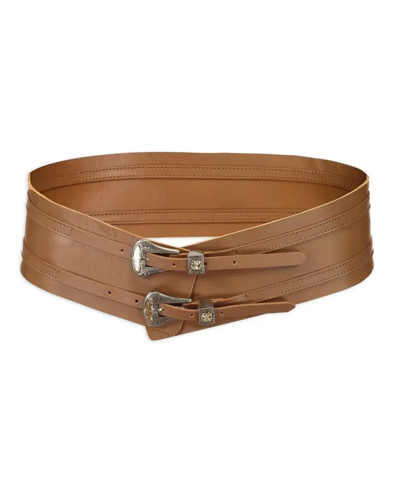Streets Ahead double-buckle leather belt - Braun Braun