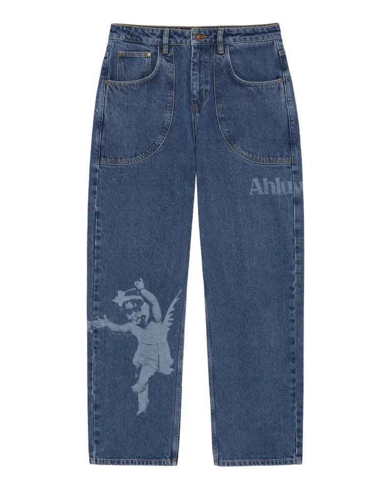 AHLUWALIA laser-printed jeans - Blau Blau