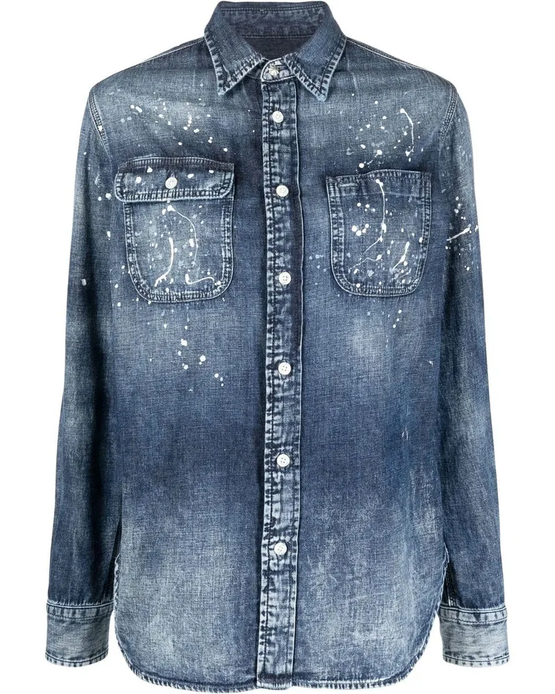Ralph Lauren Jeanshemd mit Farbklecks-Print - Blau Blau