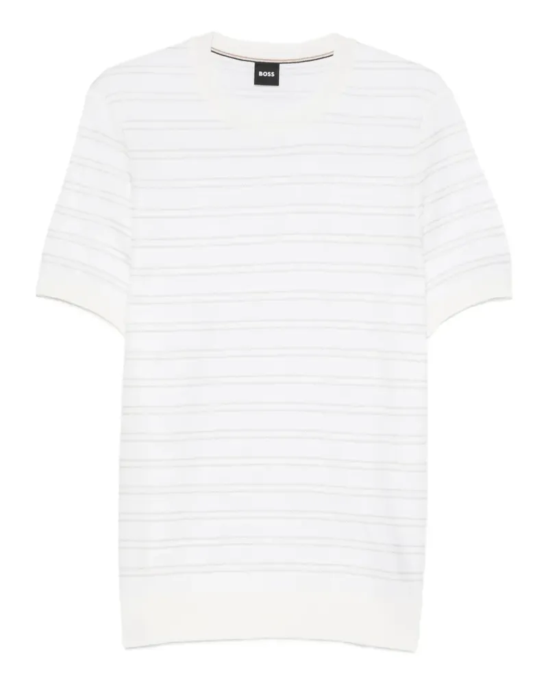 HUGO BOSS striped-knit T-shirt - Weiß Weiß