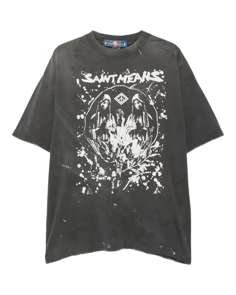 SAINT MXXXXXX T-Shirt im Distressed-Look - Grau Grau