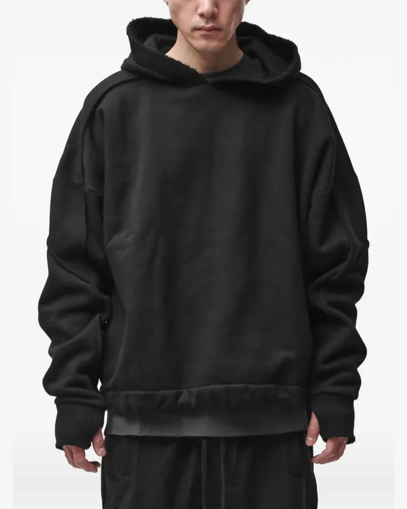 THOM KROM raw-edge panelled hoodie - Schwarz Schwarz