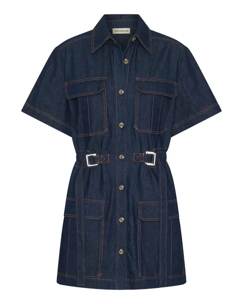 NICHOLAS Minikleid mit Gürtel - Blau Blau