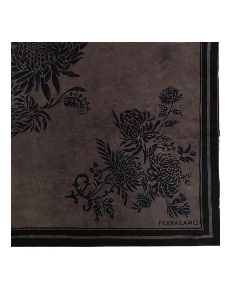 Ferragamo Seidenschal mit Blumenprint - Blau Blau