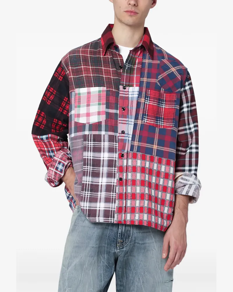NEEDLES patchwork-design shirt - Rot Rot