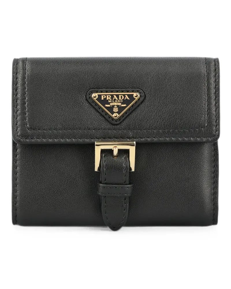 Prada buckle-fastening logo-plaque wallet - Schwarz Schwarz