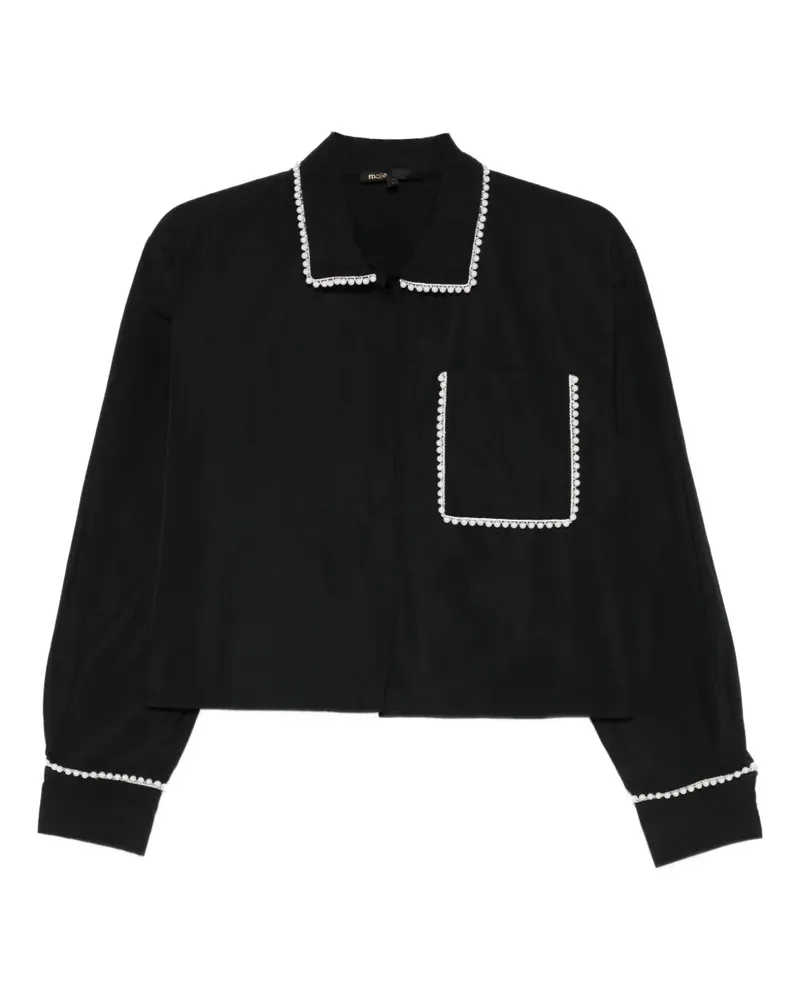 Maje Hemd mit geflochtenem Besatz - Schwarz Schwarz