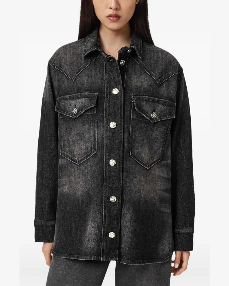 AllSaints Bryn Hemd mit geknöpfter Tasche - Schwarz Schwarz