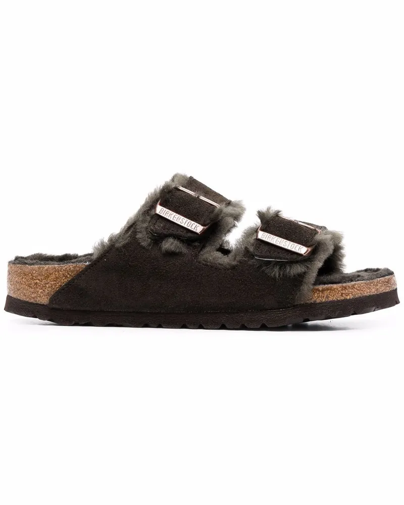 Birkenstock Sandalen mit Shearling - Grün Grün