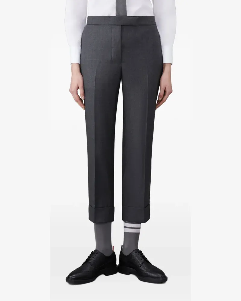 Thom Browne Super 120's Twill-Hose mit Riemen - Grau Grau