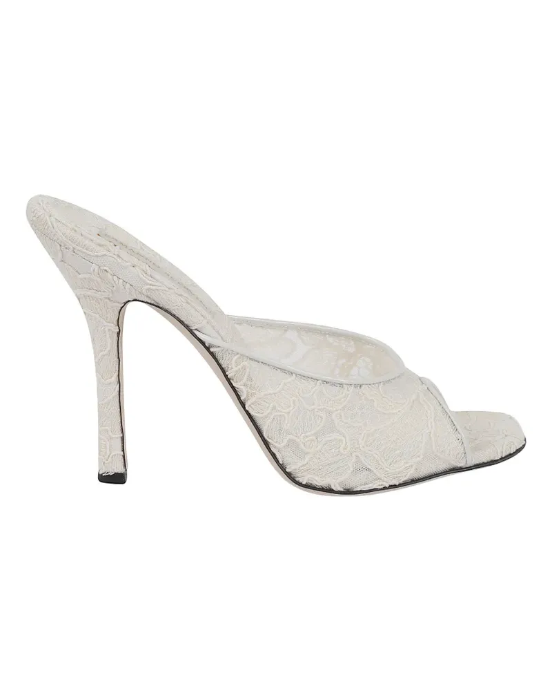 Ermanno Scervino 110mmm floral-lace peep-toe heeled mules - Weiß Weiß