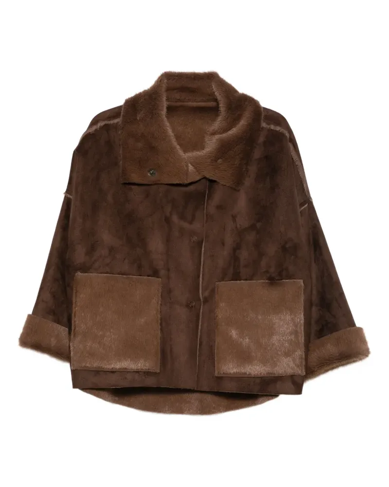 Collection Privée? Mantel mit Shearling-Besatz - Braun Braun