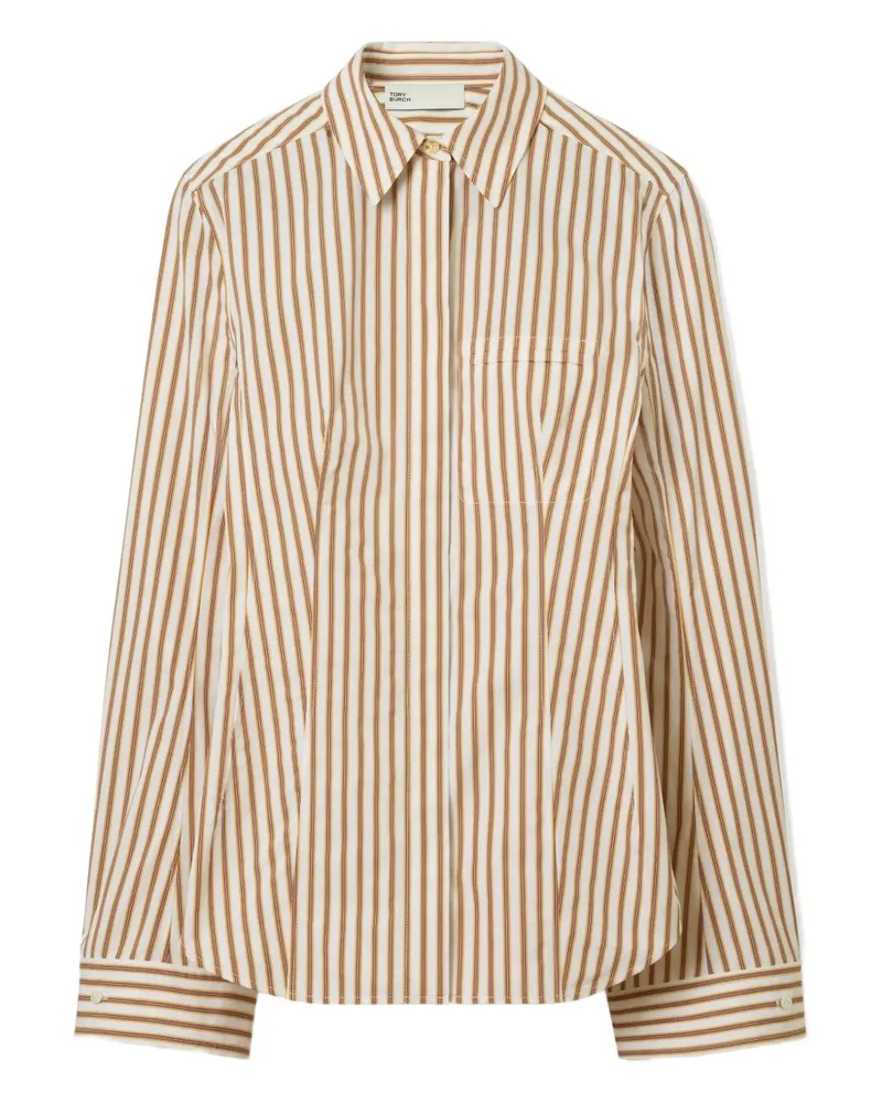 Tory Burch Gestreiftes Hemd - Weiß Weiß