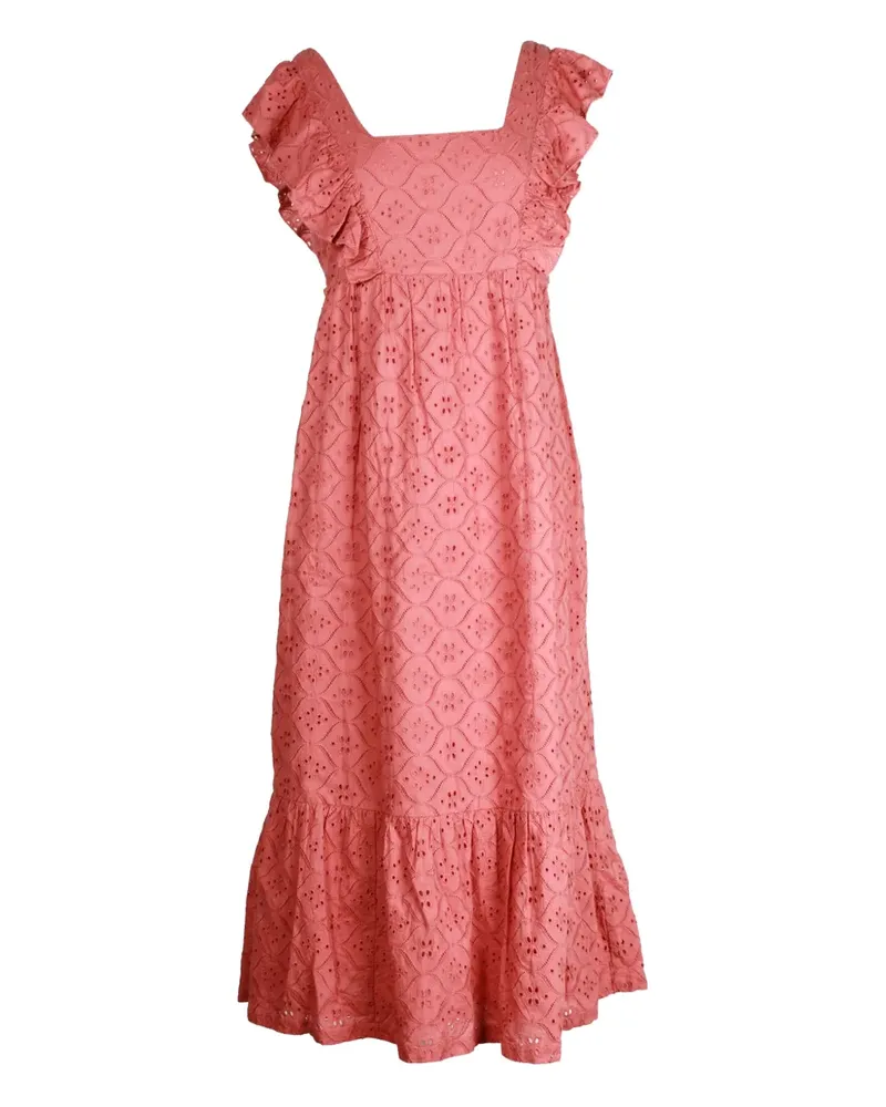 ba&sh broderie anglaise ruffle midi dress - Rosa Rosa