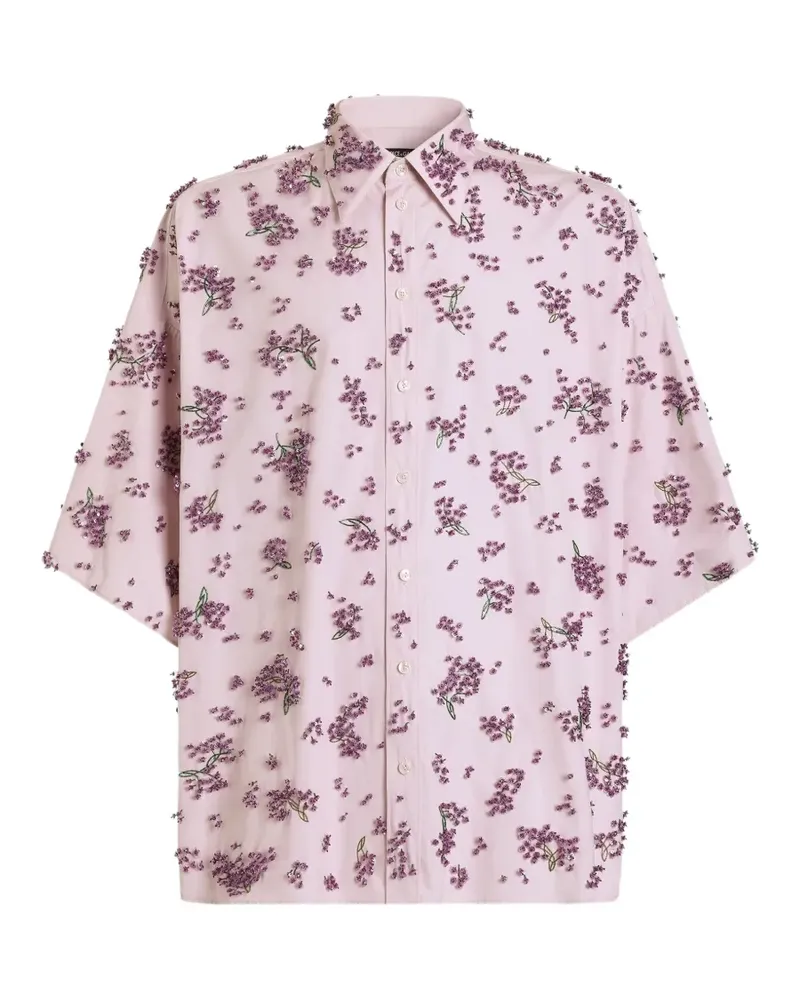 Dolce & Gabbana Baumwollhemd mit Logo-Stickerei - Rosa Rosa