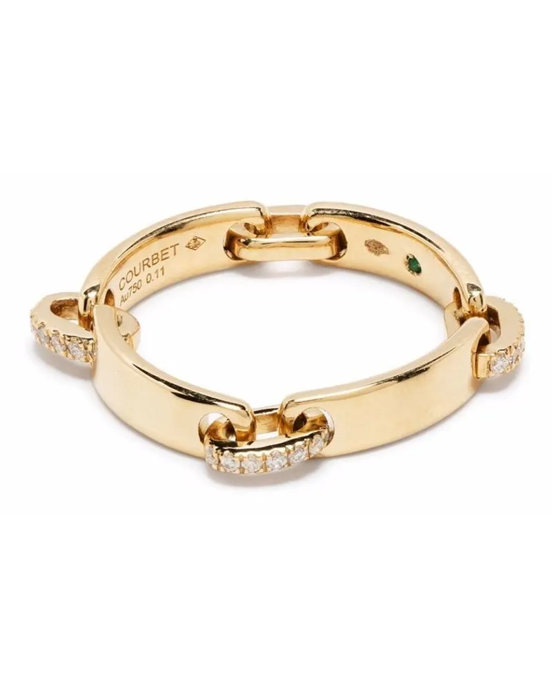 COURBET 18kt Gelbgoldring mit synthetischen Diamanten Gold