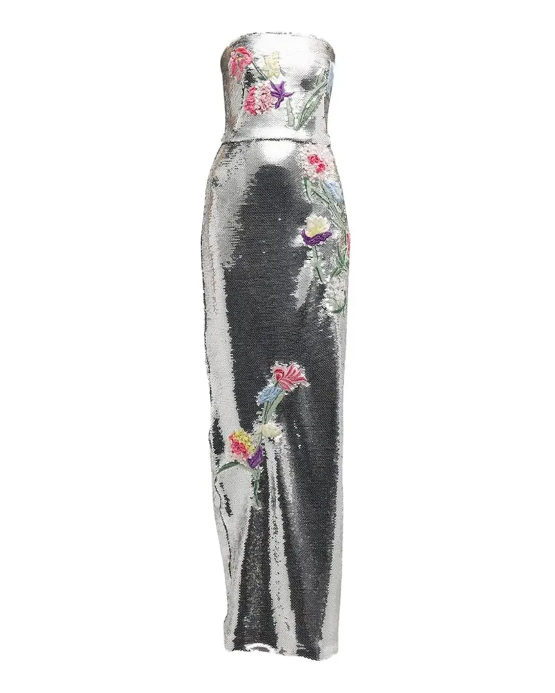 Monique Lhuillier Minikleid mit Pailletten - Silber Silber