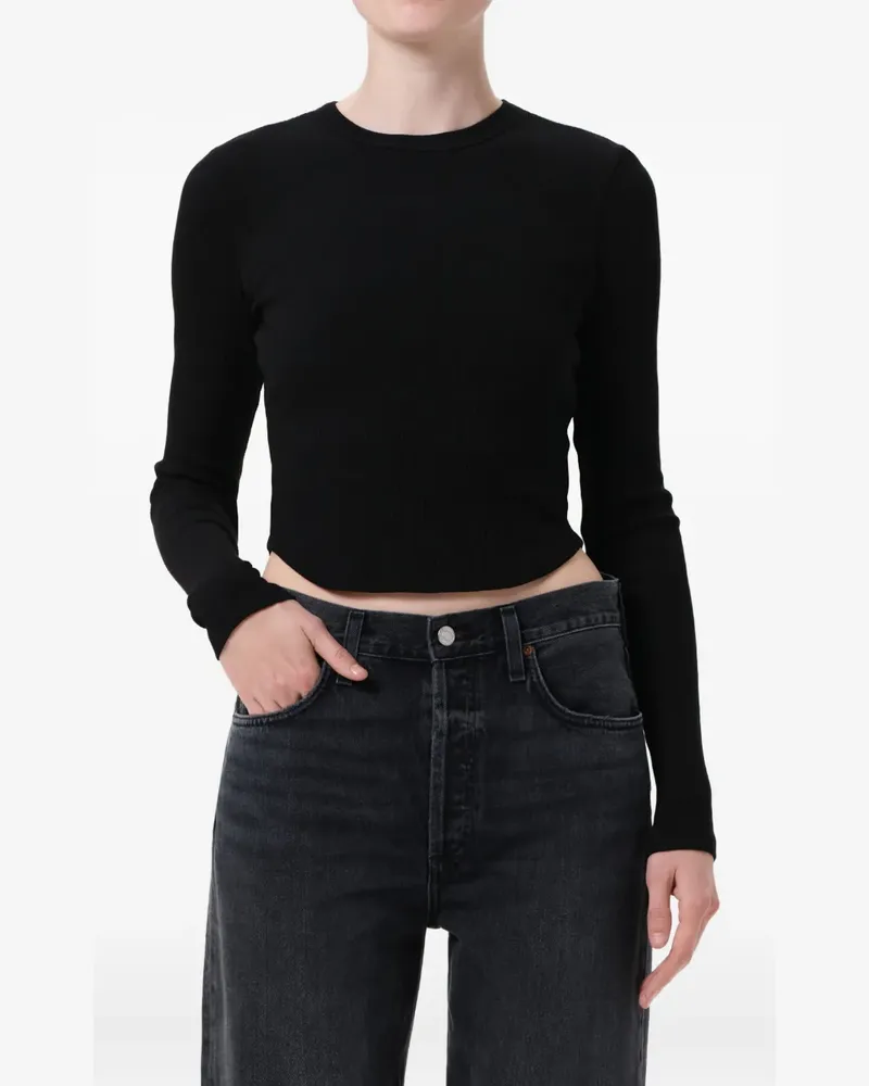AGOLDE Geripptes Neema Langarmshirt - Schwarz Schwarz