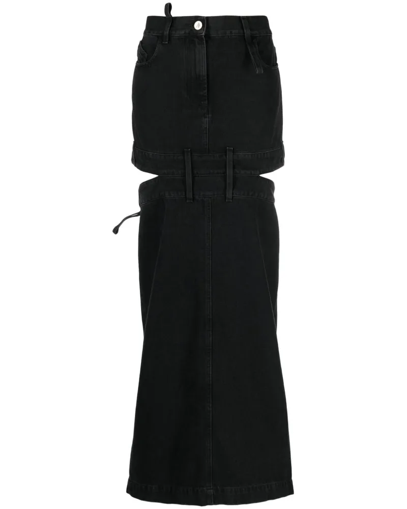 ATTICO Mittellanger Jeansrock - Schwarz Schwarz