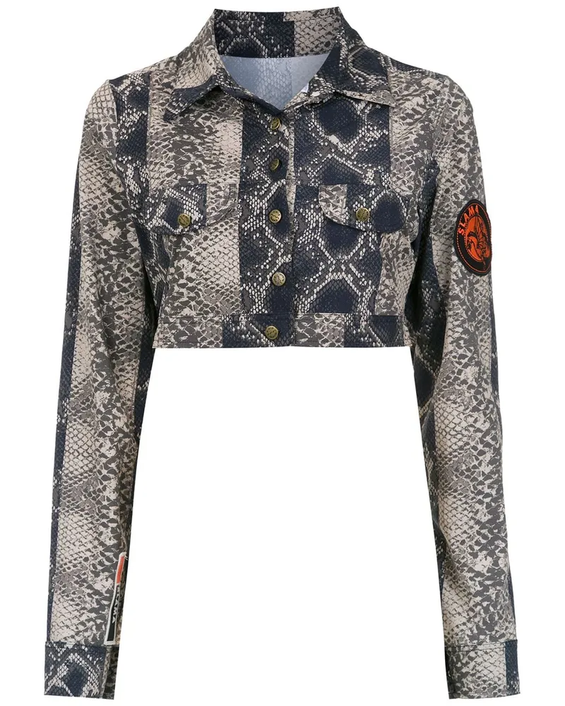 Amir Slama Cropped-Jacke mit Print - Braun Braun