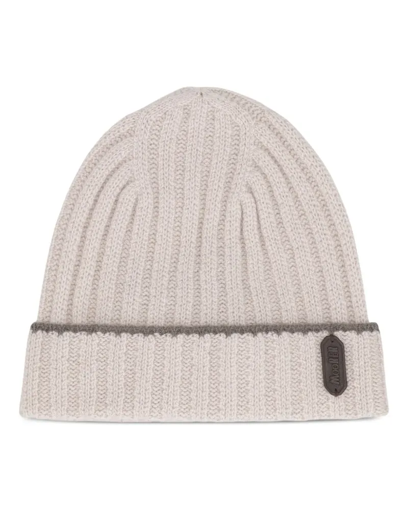 MOORER Beanie mit gerippten Saum - Nude Nude