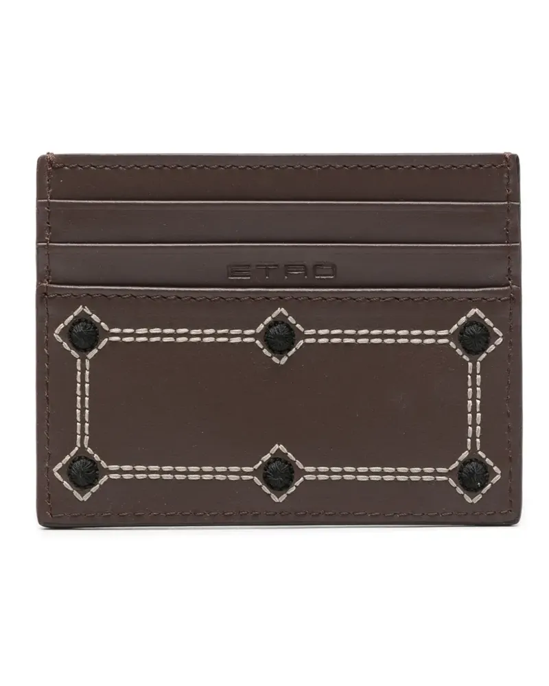 Etro embroidered leather cardholder - Braun Braun