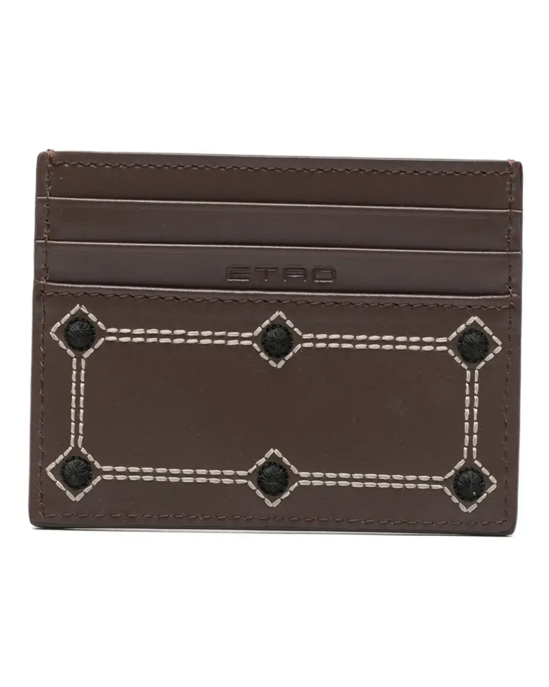 Etro embroidered leather cardholder - Braun Braun