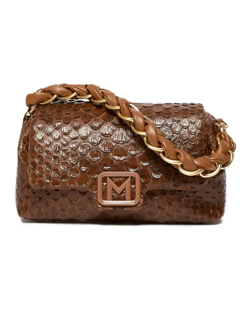 MARELLA small Le Muse snakeskin-effect braided-handle tote bag - Braun Braun