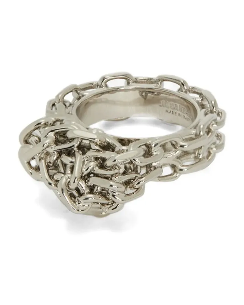 Jil Sander Geknoteter Ring mit Logo-Gravur - Silber Silber