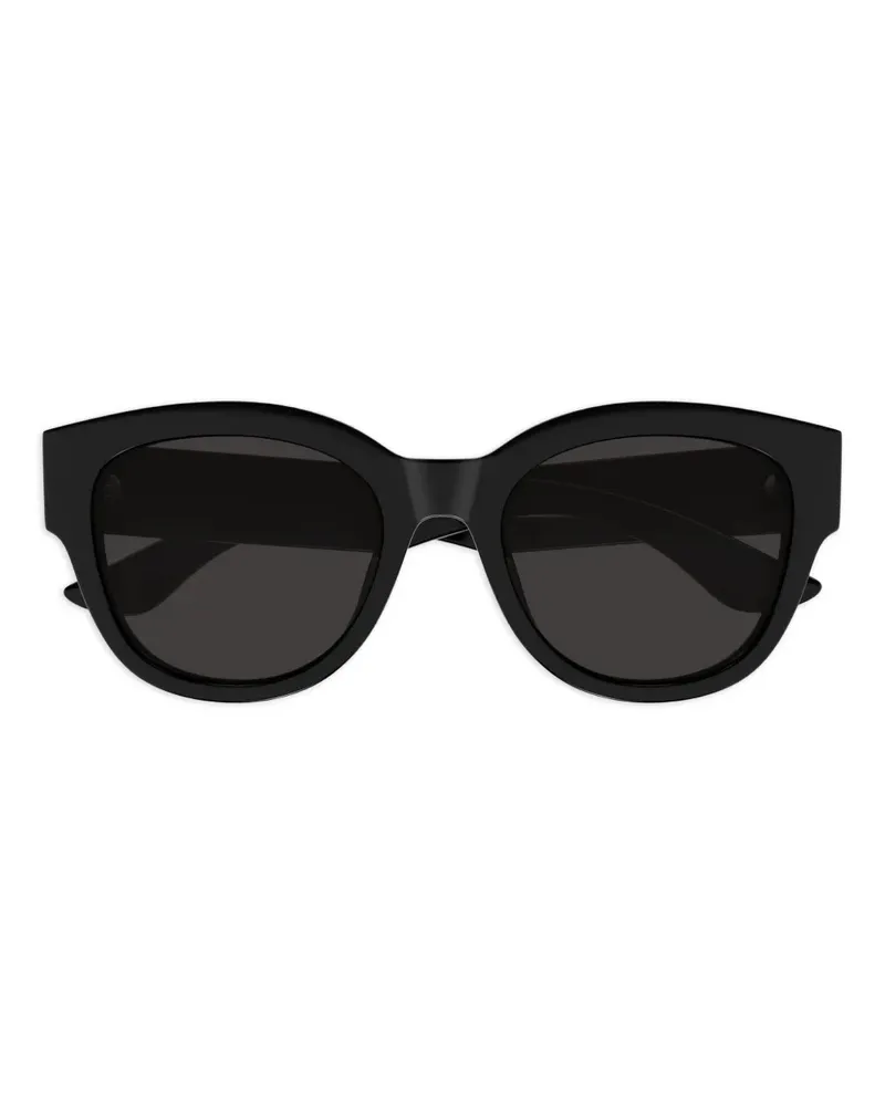 Alexander McQueen Sonnenbrille mit rundem Gestell - Schwarz Schwarz
