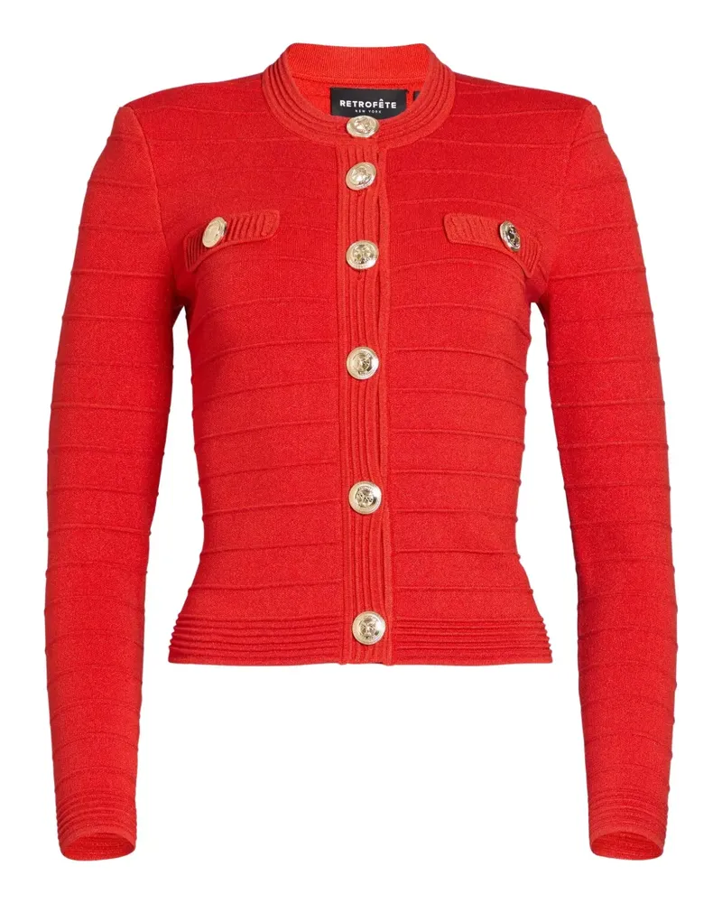 Retrofête Gerippte Jacke mit Knöpfen - Rot Rot