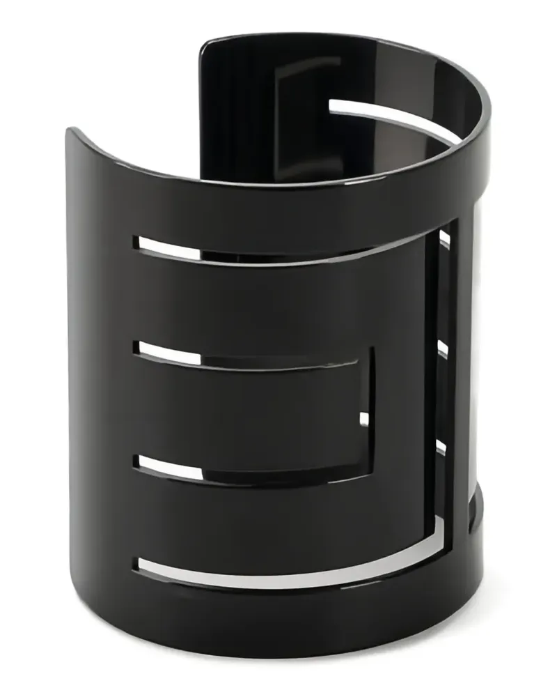 Elisabetta Franchi cut-out logo-embossed cuff bracelet - Schwarz Schwarz