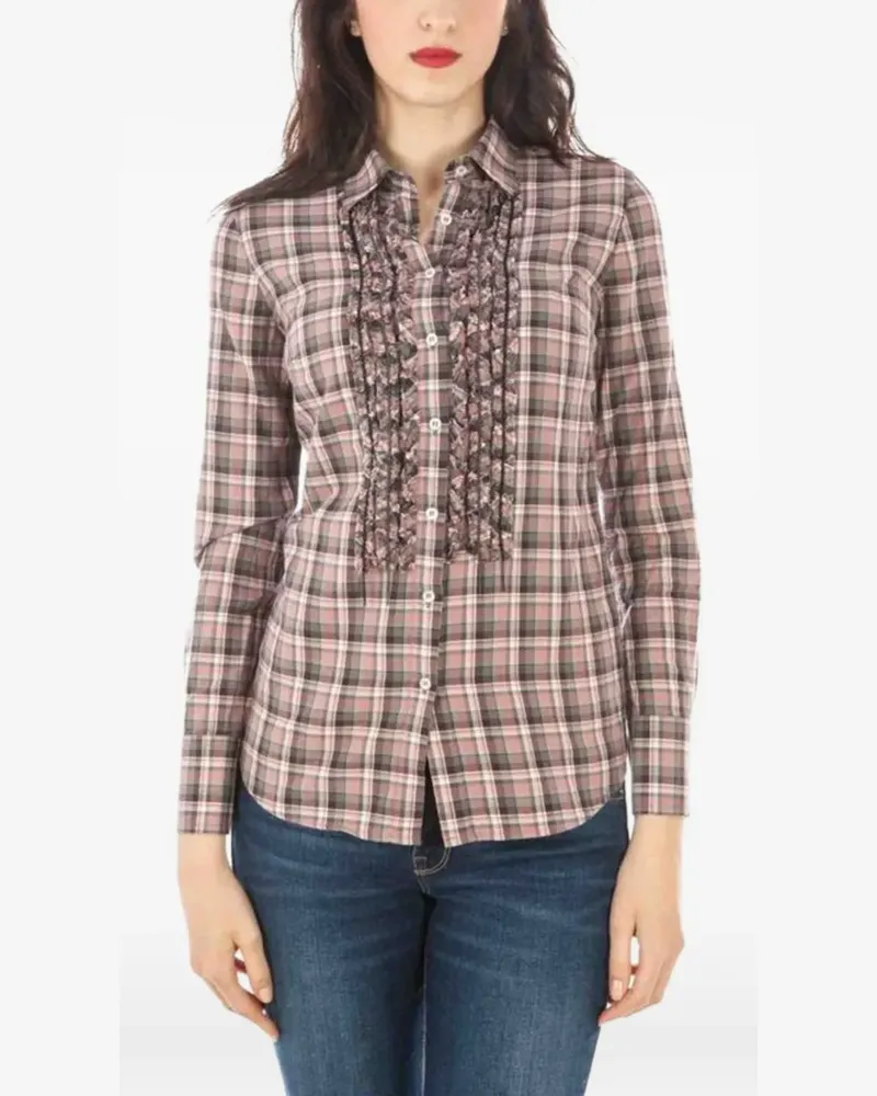 Fred Perry ruffle-detailed plaid shirt - Rosa Rosa