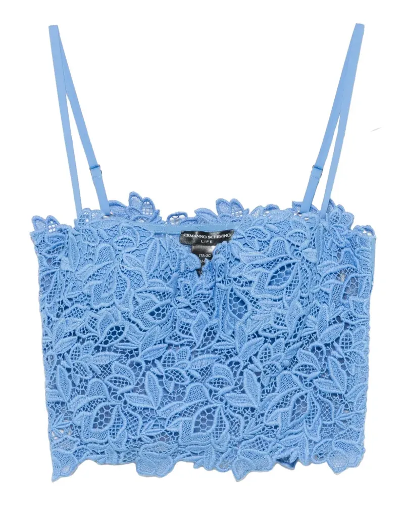 Ermanno Scervino lace-overlay bustier top - Blau Blau