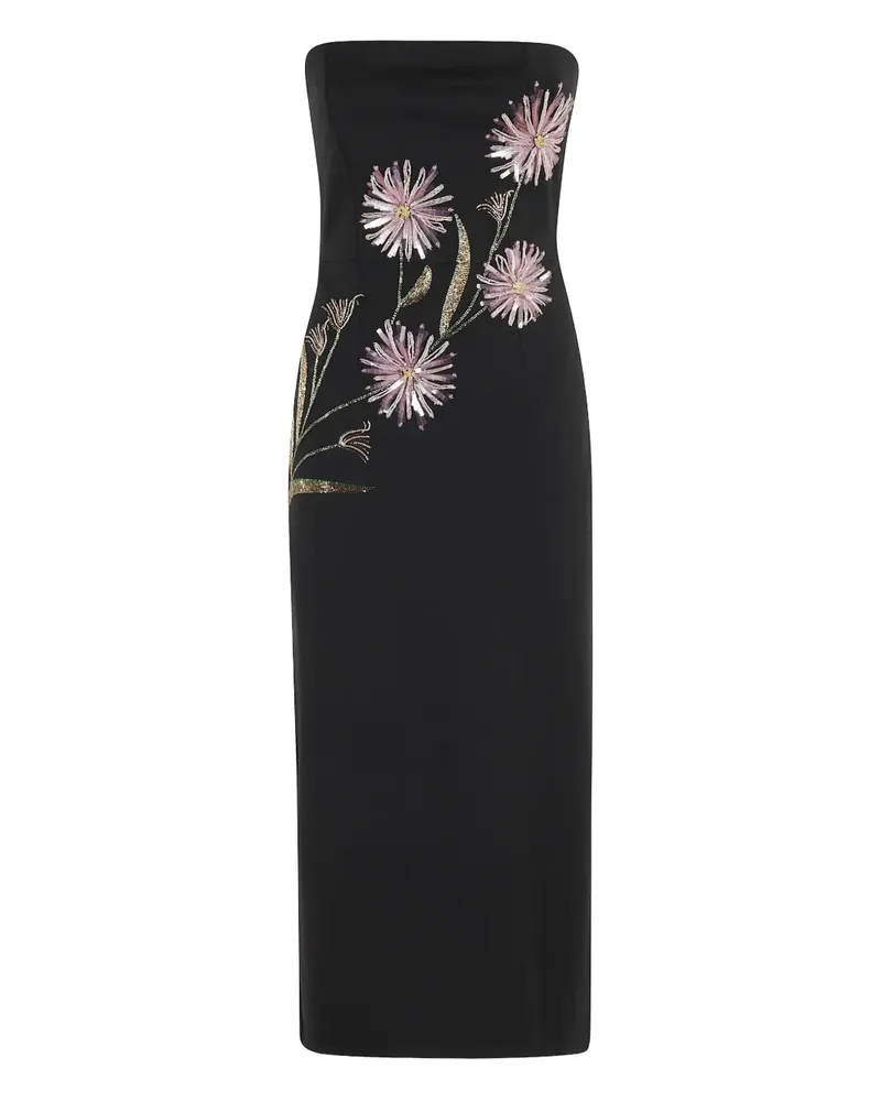 STAUD Brooke Dahlia Daydream Midikleid - Schwarz Schwarz