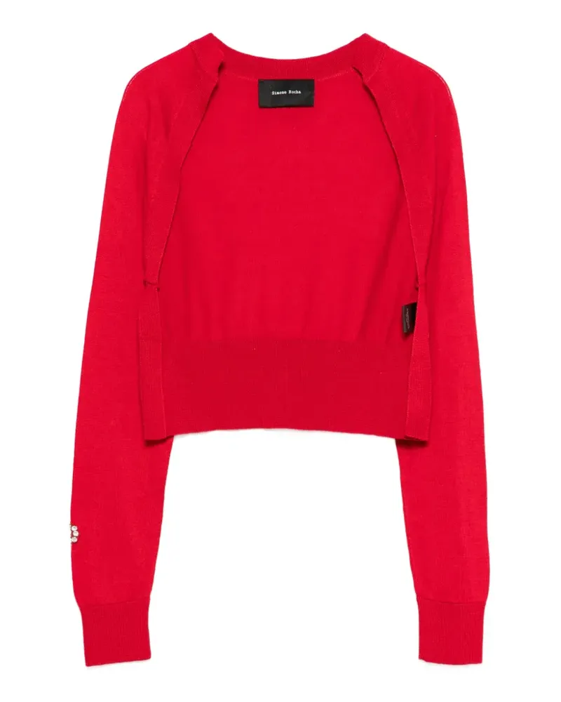 Simone Rocha Verzierter Cropped-Cardigan - Rot Rot